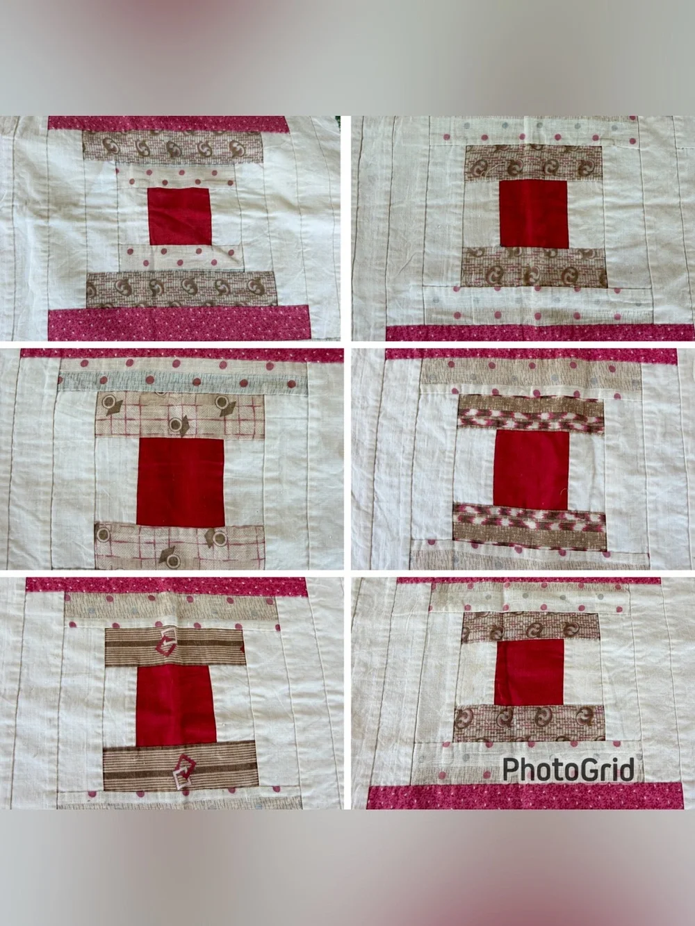 Vintage Courthouse Steps Log Cabin Quilt Hand Sewn Thin Red Green 41x64 FLAWS